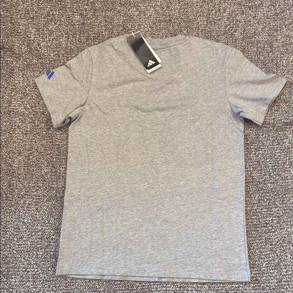 adidas Grey T-Shirt with Blue Boston Marathon 2023 Graphic - Picture 7 of 8